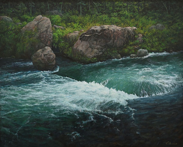 第73回 光陽展　委員　岡本 邦治　（ｵｶﾓﾄ ｸﾆｼﾞ）　多摩清流　（油）　F100